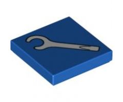 Tile 2 x 2 with White Spanner Wrench / Screwdriver Pattern