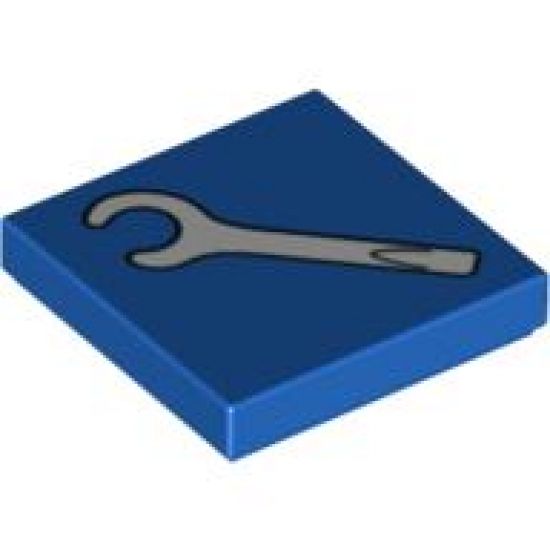 Tile 2 x 2 with White Spanner Wrench / Screwdriver Pattern