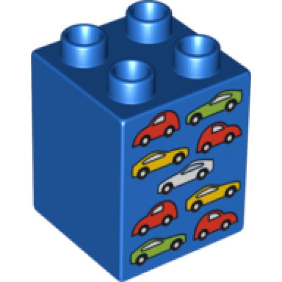 Duplo, Brick 2 x 2 x 2 with 9 Cars Pattern