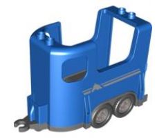 Duplo, Vehicle Horse Trailer with Dark Bluish Gray Base and Silver Stripes and Horse Head Pattern