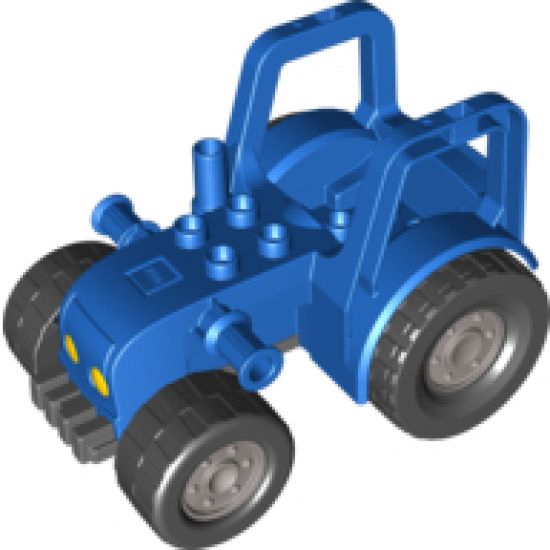 Duplo, Vehicle Farm Tractor with 2 x 2 Studs on Hood and Yellow Headlights Pattern