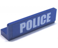 Panel 1 x 4 x 1 with White 'POLICE' Bold Narrow Font Large on Blue Background Pattern (Sticker) - Sets 3648 / 3661 / 7498 / 7744
