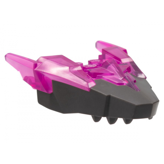 Dragon Head (Ninjago) Jaw Upper with Horns with Molded Pearl Dark Gray Face Pattern