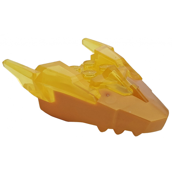 Dragon Head (Ninjago) Jaw Upper with Horns with Molded Pearl Gold Face Pattern