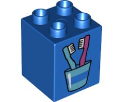 Duplo, Brick 2 x 2 x 2 with Toothbrushes in Cup Pattern