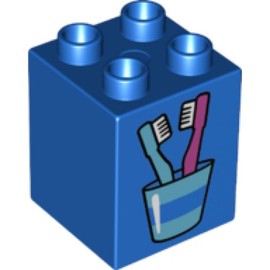 Duplo, Brick 2 x 2 x 2 with Toothbrushes in Cup Pattern