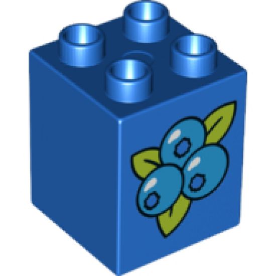 Duplo, Brick 2 x 2 x 2 with Blueberries Pattern