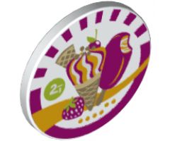 Road Sign 2 x 2 Round with Clip with Ice Cream Pattern