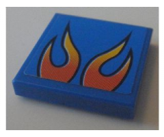 Tile 2 x 2 with Orange Flames on Blue Background Pattern (Sticker) - Set 8154