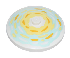 Dish 4 x 4 Inverted (Radar) with Solid Stud with Bright Light Yellow and Bright Light Orange Brushstrokes on Bright Light Yellow and Light Aqua Background Pattern