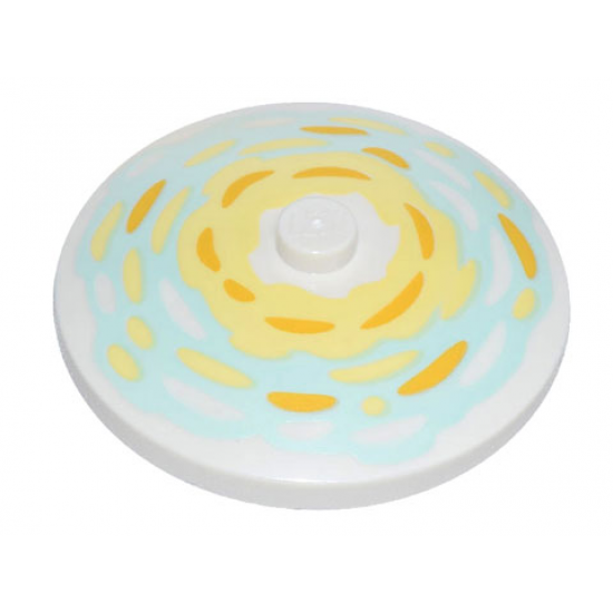 Dish 4 x 4 Inverted (Radar) with Solid Stud with Bright Light Yellow and Bright Light Orange Brushstrokes on Bright Light Yellow and Light Aqua Background Pattern