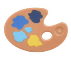 Minifigure, Utensil Paint Palette with Yellow, Medium Azure, Blue, and Dark Blue Paint Splotches Pattern