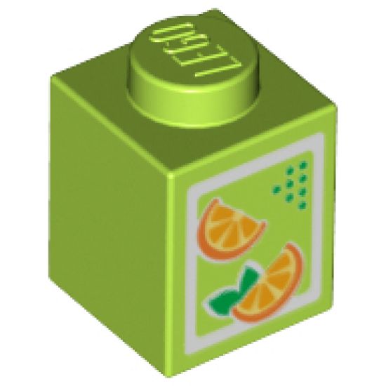 Brick 1 x 1 with Oranges Pattern (Juice Carton)