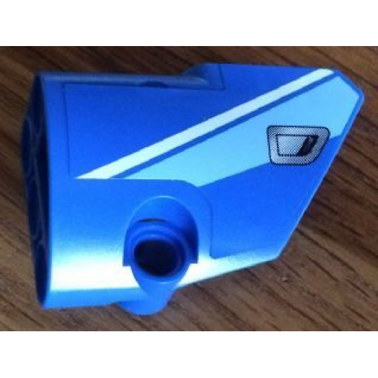 Technic, Panel Fairing # 2 Small Smooth Short, Side B with Medium Blue and White Stripes and Silver Door Handle Pattern (Sticker) - Set 8052