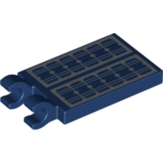 Tile, Modified 2 x 3 with 2 Clips with Solar Panels Pattern