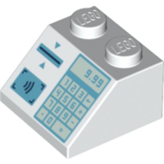 Slope 45 2 x 2 with Medium Azure Cash Register with '9.99', Card Slot and Contactless Payment Pattern