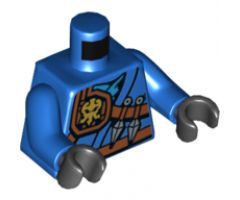 Torso Ninjago Robe with Belt, Knife, Scabbard and Lightning Power Emblem Pattern / Blue Arms / Black Hands