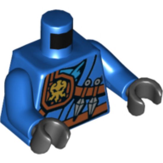 Torso Ninjago Robe with Belt, Knife, Scabbard and Lightning Power Emblem Pattern / Blue Arms / Black Hands