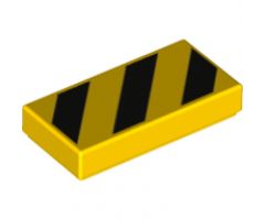 Tile 1 x 2 with Black and Yellow Danger Stripes (Small Yellow Corners) Pattern