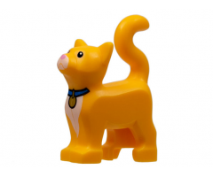 Cat, Standing with Black Eyes, White Muzzle and Chest, Bright Pink Nose, Blue Collar with Gold Tag Pattern (Sox)