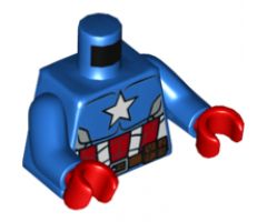 Torso Muscles Outline with White Star, Red and White Stripes and Brown Utility Belt Pattern / Blue Arms / Red Hands