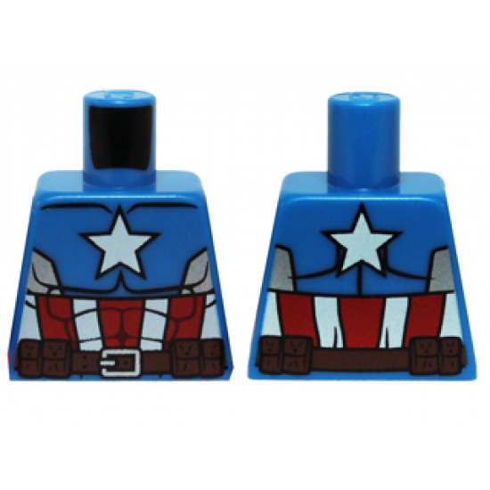Torso Muscles Outline with White Star, Red and White Stripes and Brown Utility Belt Pattern