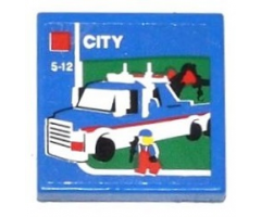 Tile 2 x 2 with Lego Tow Truck, 'CITY' and '5-12' Pattern (Sticker) - Set 60050