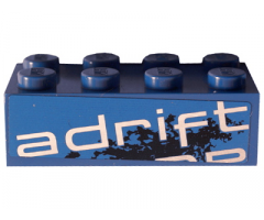 Brick 2 x 4 with 'adrift' Top Half Pattern Model Left Side (Sticker) - Set 8151