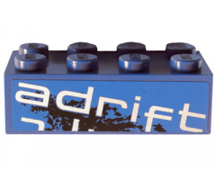 Brick 2 x 4 with 'adrift' Top Half Pattern Model Right Side (Sticker) - Set 8151