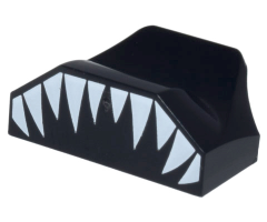 Slope, Curved 1 x 2 x 2/3 Wing End with White Pointed Teeth Pattern