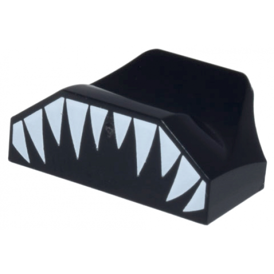 Slope, Curved 1 x 2 x 2/3 Wing End with White Pointed Teeth Pattern