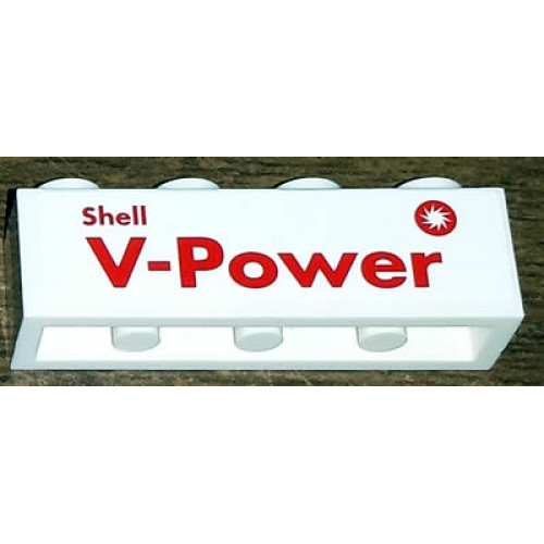 Brick 1 x 4 with Red 'Shell V-Power' Pattern (Sticker) - Set 30196