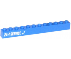 Brick 1 x 12 with White '24-7 SERVICE' and Phone Pattern on Left (Sticker) - Set 60056