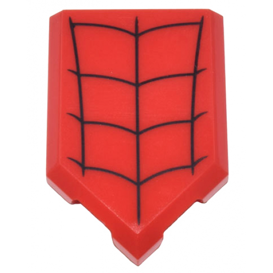 Tile, Modified 2 x 3 Pentagonal with Black Spider Web Pattern