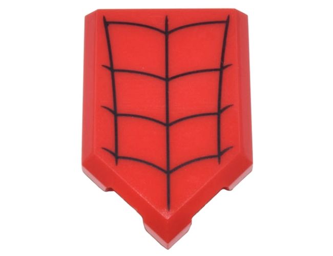 Tile, Modified 2 x 3 Pentagonal with Black Spider Web Pattern