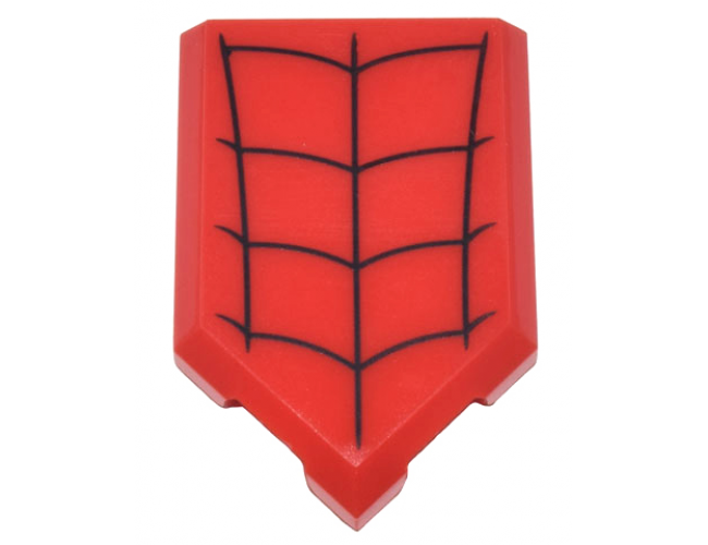 Tile, Modified 2 x 3 Pentagonal with Black Spider Web Pattern