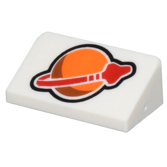 Slope 30 1 x 2 x 2/3 with Orange and Red Classic Space Logo Pattern