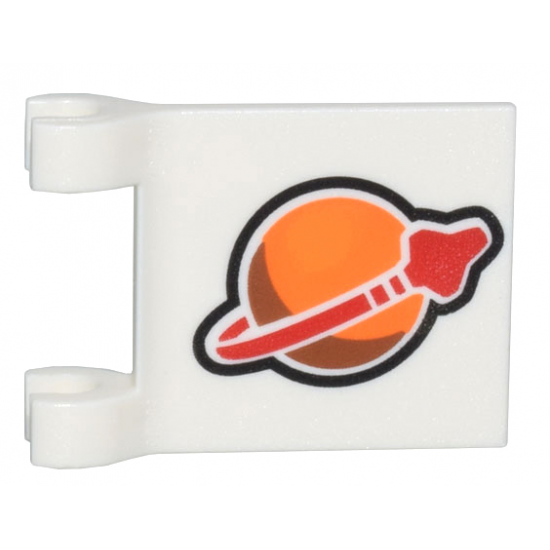 Flag 2 x 2 Square with Flared Edge with Orange and Red Classic Space Logo Pattern on Both Sides