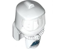 Minifigure, Headgear Hood Hazard Suit with Trans-Clear Face Shield and 'AC RESEARCH' Pattern