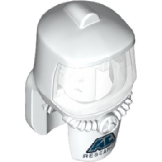 Minifigure, Headgear Hood Hazard Suit with Trans-Clear Face Shield and 'AC RESEARCH' Pattern