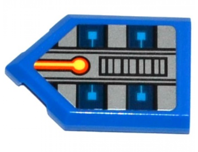 Tile, Modified 2 x 3 Pentagonal with Red and Yellow Circuitry, Grille and Blue Microchips Pattern (Sticker) - Set 70315