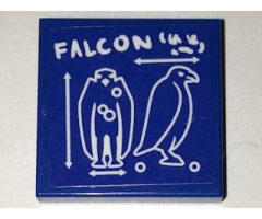 Tile 2 x 2 with Bird Blueprint and 'FALCON' Pattern (Sticker) - Set 70594