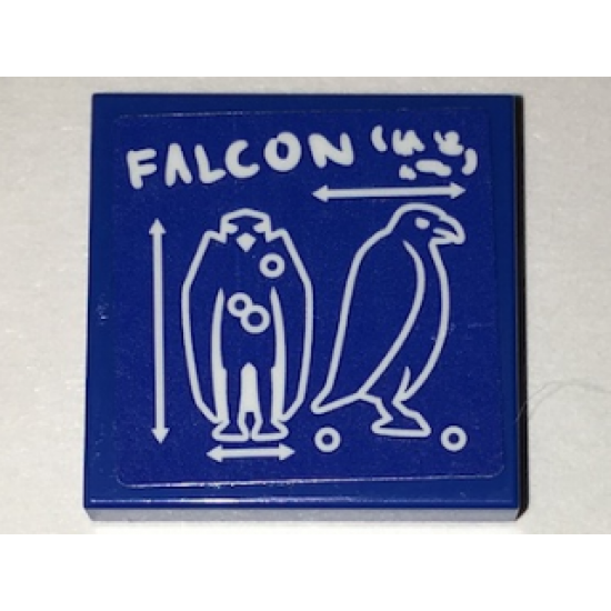 Tile 2 x 2 with Bird Blueprint and 'FALCON' Pattern (Sticker) - Set 70594