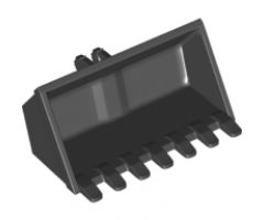 Vehicle Digger Bucket 7 Teeth 3 x 6, Rise Inside with Locking 2 Finger Hinge