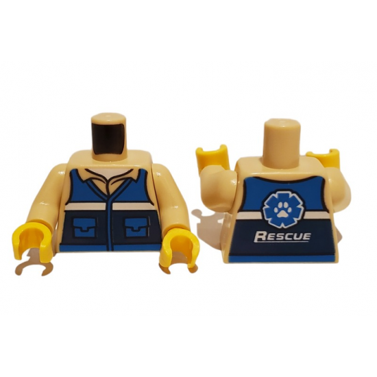 Torso Wildlife Rescue with Blue Vest, Pockets and 'RESCUE' on Back Pattern / Tan Arms / Yellow Hands
