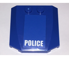 Wedge 4 x 4 x 2/3 Triple Curved with White 'POLICE' on Blue Background Pattern (Sticker) - Set 4438