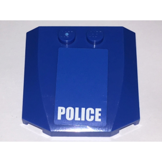 Wedge 4 x 4 x 2/3 Triple Curved with White 'POLICE' on Blue Background Pattern (Sticker) - Set 4438