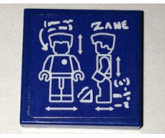 Tile 2 x 2 with Minifigure Blueprint and 'ZANE' Pattern (Sticker) - Set 70594