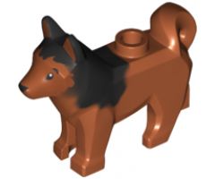 Dog, Husky with Black Eyes, Black Nose and Marbled Black Ears and Back Pattern (Red)