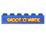Brick 1 x 6 with 2 Red Diamonds and Yellow 'SHOOT'O'MATIC' Pattern (Sticker) - Set 76035